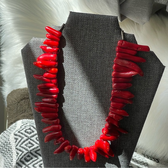 RED CORAL | Rich Red Color Full Single Strand Necklace - Picture 11 of 16